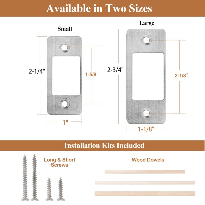 MOSECYOU Deadbolt Restorer Strike Plate Large Version 2-3/4"" x 1-1/8"", Screw Holes Spaced 2-1/8"", Narrow Side and Large Hole to Fix Deadbolt Sticking - Image 5